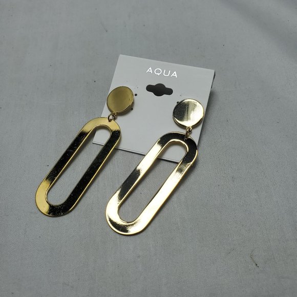 Aqua gold statement dangle earring - Picture 2 of 6